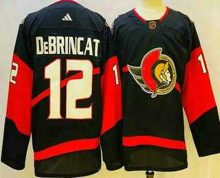 Men%27s Ottawa Senators #12 Alex DeBrincat Black 2022 Reverse Retro Authentic Jersey